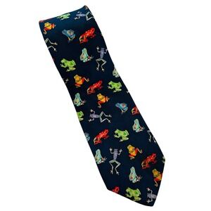 VTG‎ Alynn Neckwear Frog Print Silk Men's Tie Navy Blue "My Prince"